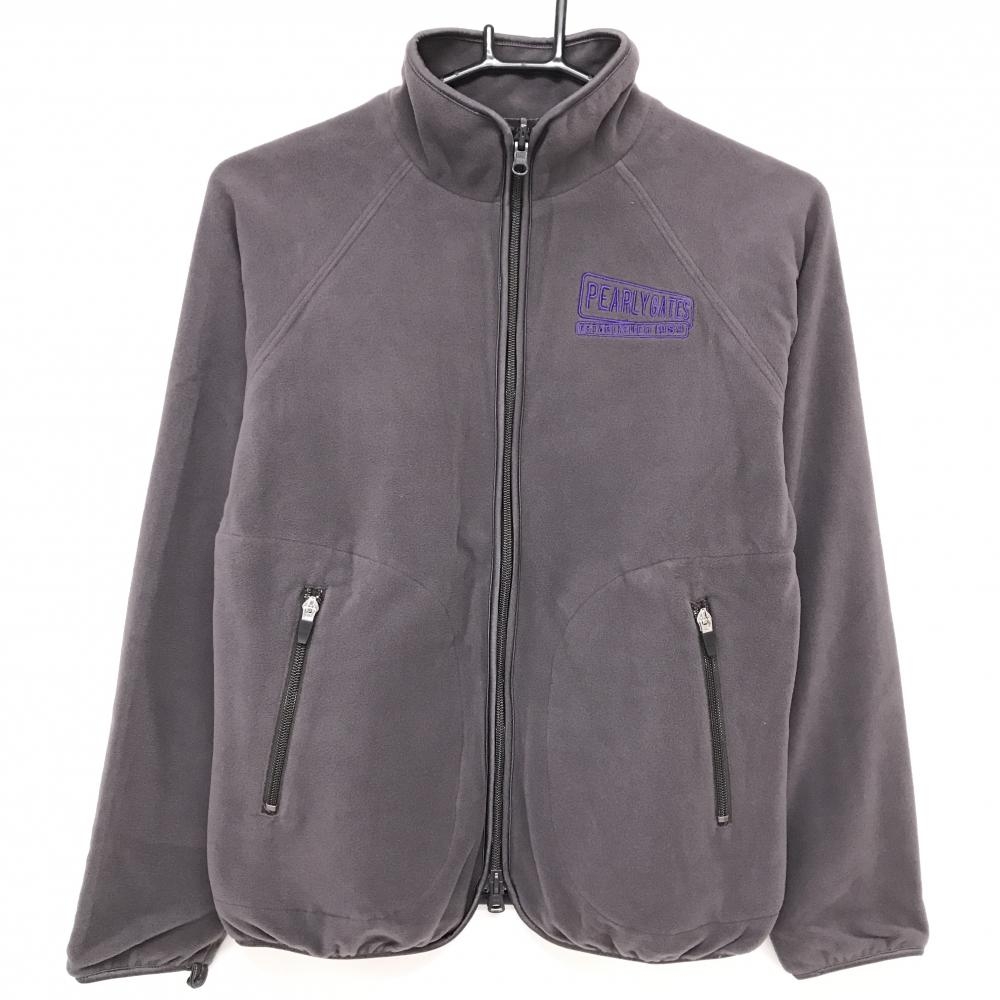 【美品】パーリーゲイツ インナージャケット グレーパープル系 フリース 裏地付 胸ロゴ  レディース 0(S) ゴルフウェア PEARLY GATES