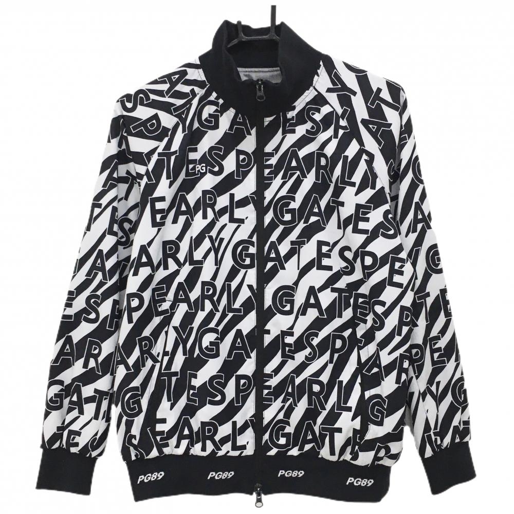 【美品】パーリーゲイツ ジャケット 白×黒 総柄 蓄熱裏地 レディース 0(S) ゴルフウェア PEARLY GATES