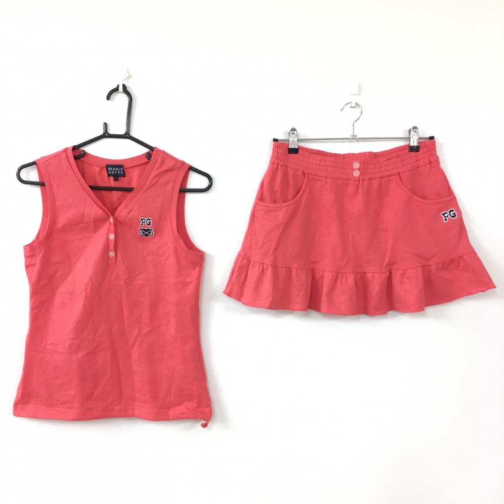 【超美品】PEARLY GATES パーリーゲイツ セットアップ(ノースリーブシャツ×スカート) ピンク×ネイビー レディース 1(M) ゴルフウェア