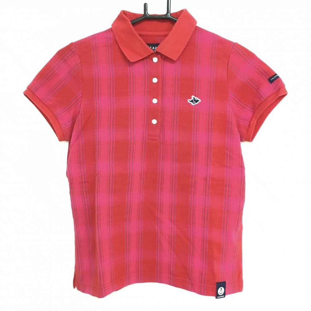 パーリーゲイツ 半袖ポロシャツ ピンク×レッド チェック  レディース 0(S) ゴルフウェア PEARLY GATES