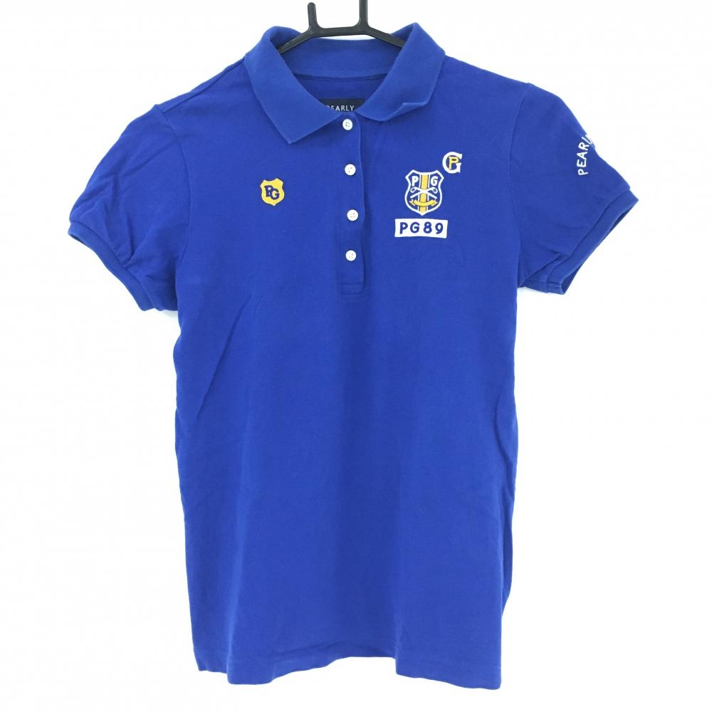 パーリーゲイツ 半袖ポロシャツ ブルー ロゴ刺しゅう  レディース 0(S) ゴルフウェア PEARLY GATES