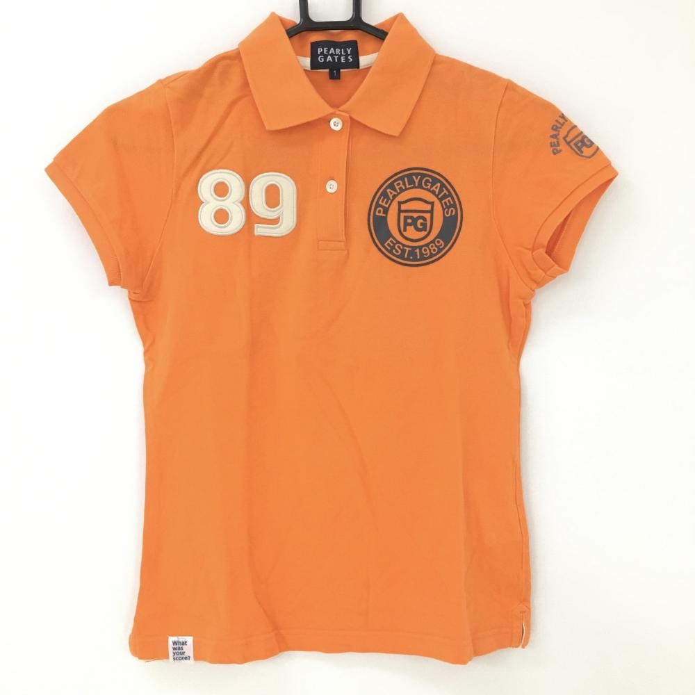 パーリーゲイツ 半袖ポロシャツ オレンジ バックナンバリング  レディース 1(M) ゴルフウェア PEARLY GATES