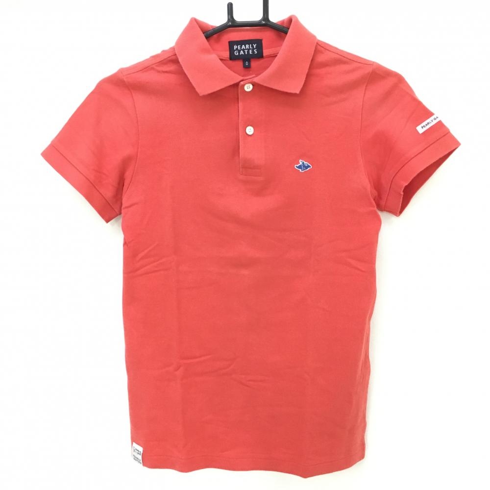 パーリーゲイツ 半袖ポロシャツ オレンジ シンプル ロゴマーク レディース 0(S) ゴルフウェア PEARLY GATES