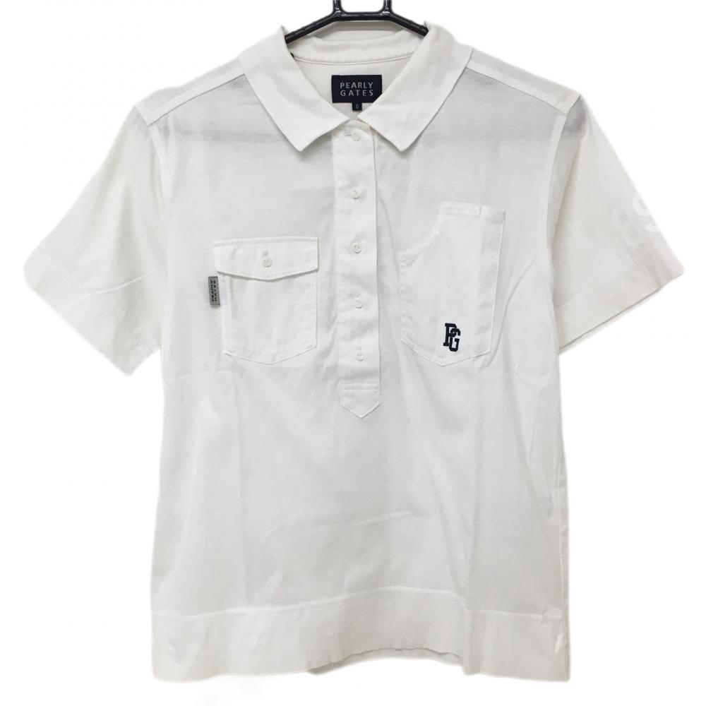 パーリーゲイツ 半袖ポロシャツ 白 胸ポケット レディース 0(S) ゴルフウェア PEARLY GATES