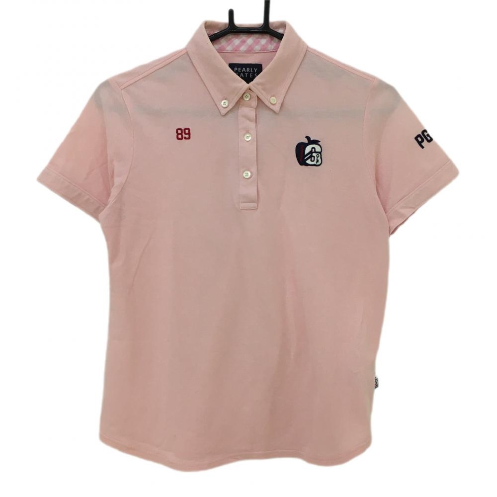 パーリーゲイツ 半袖ポロシャツ ピンク 25周年 ボタンダウン  レディース 2(L) ゴルフウェア PEARLY GATES