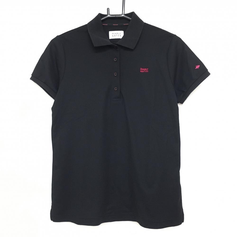 パーリーゲイツ 半袖ポロシャツ 黒×ピンク ロゴ刺しゅう レディース 1(M) ゴルフウェア 2023年モデル PEARLY GATES