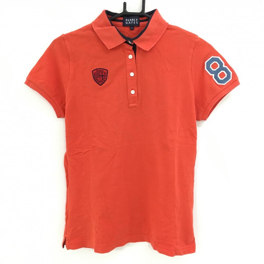 パーリーゲイツ 半袖ポロシャツ オレンジ ロゴ刺しゅう レディース 1(M) ゴルフウェア PEARLY GATES