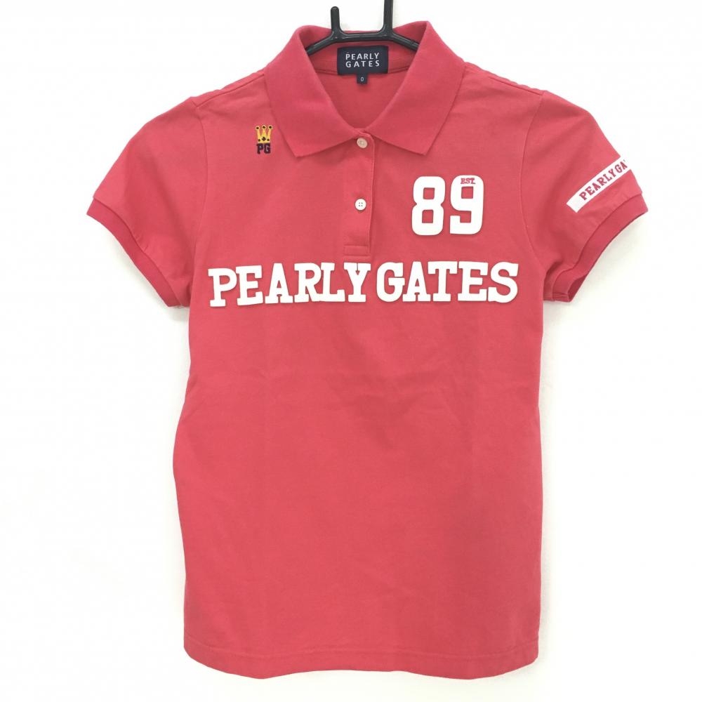 パーリーゲイツ 半袖ポロシャツ レッド フロント・襟裏ロゴ  レディース 0(S) ゴルフウェア PEARLY GATES