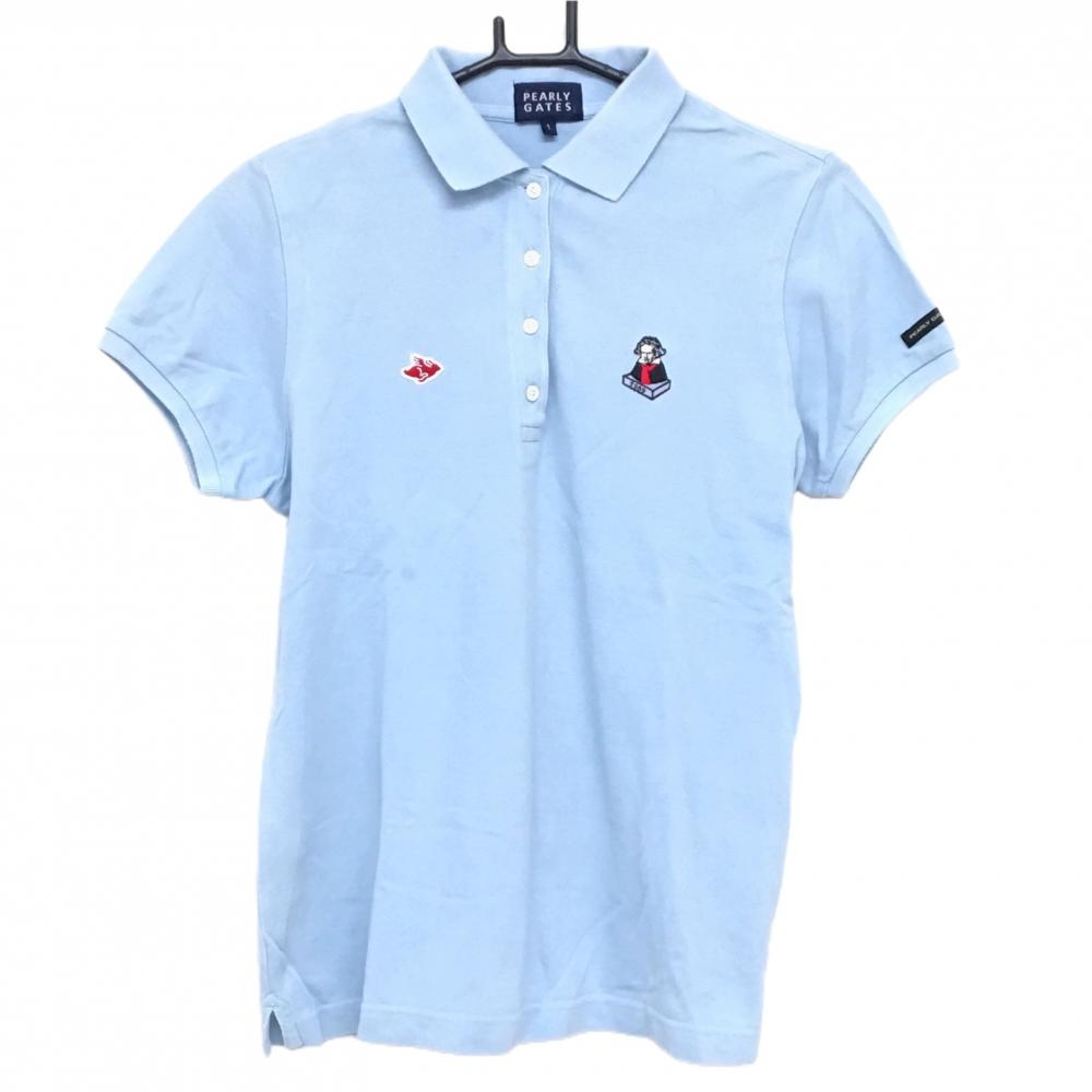 パーリーゲイツ 半袖ポロシャツ ライトブルー ベートーヴェン レディース 1(M) ゴルフウェア PEARLY GATES