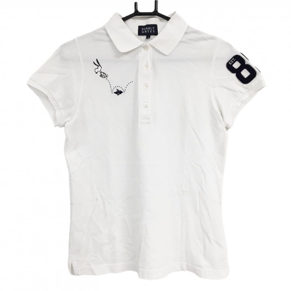 パーリーゲイツ 半袖ポロシャツ 白 スヌーピー刺しゅう  レディース 0(S) ゴルフウェア PEARLY GATES