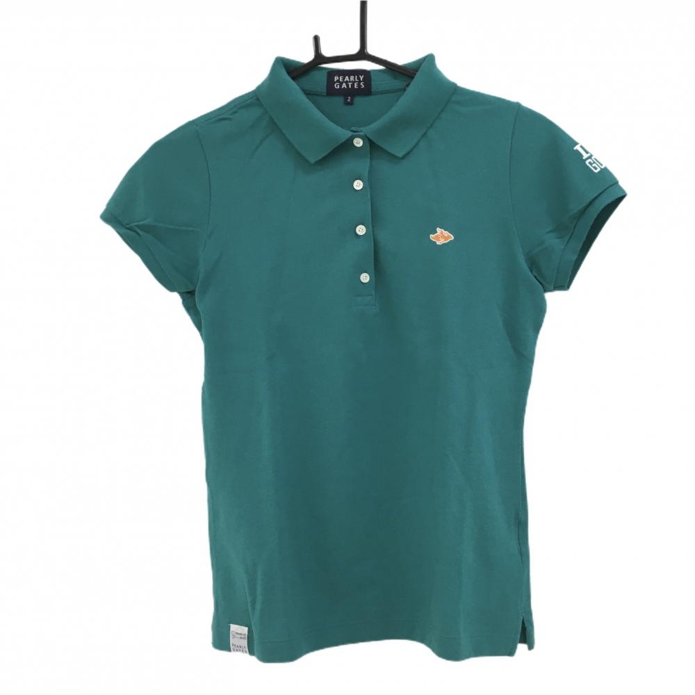 【超美品】パーリーゲイツ 半袖ポロシャツ グリーン フライングラビット  レディース 2(L) ゴルフウェア PEARLY GATES