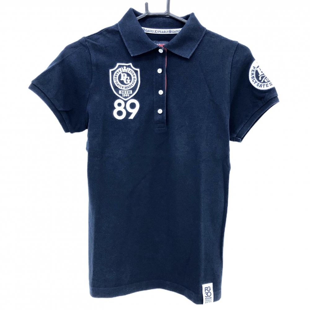 パーリーゲイツ 半袖ポロシャツ ネイビー 30周年 ロゴ刺しゅう レディース 1(M) ゴルフウェア PEARLY GATES
