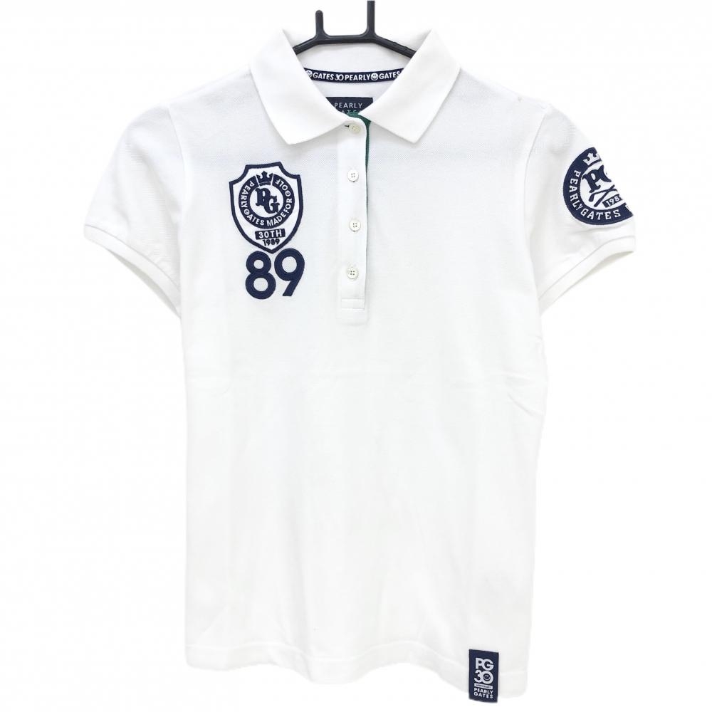 パーリーゲイツ 半袖ポロシャツ 白 30周年 ロゴ刺しゅう レディース 1(M) ゴルフウェア PEARLY GATES