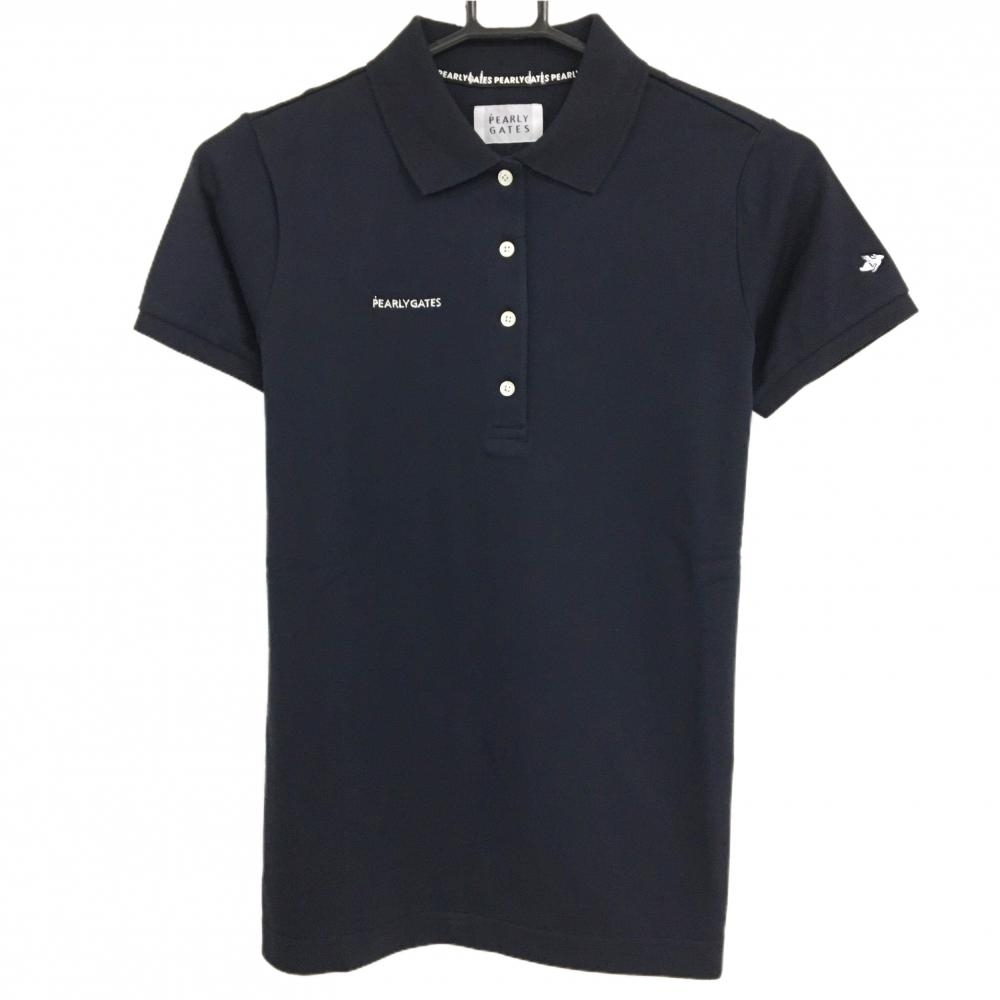 【新品】パーリーゲイツ 半袖ポロシャツ ダークネイビー ロゴ刺しゅう シンプル レディース 0 ゴルフウェア PEARLY GATES