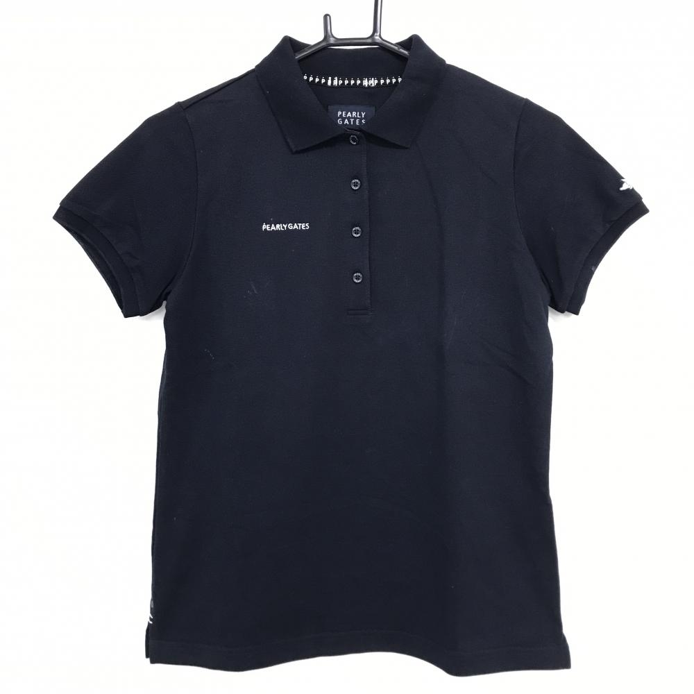 パーリーゲイツ 半袖ポロシャツ ネイビー ロゴ白 フライングラビット レディース 0(S) ゴルフウェア PEARLY GATES