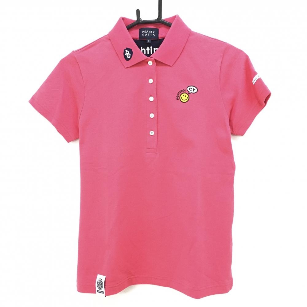 パーリーゲイツ 半袖ポロシャツ ピンク ニコちゃん スマイル レディース 0(S) ゴルフウェア PEARLY GATES