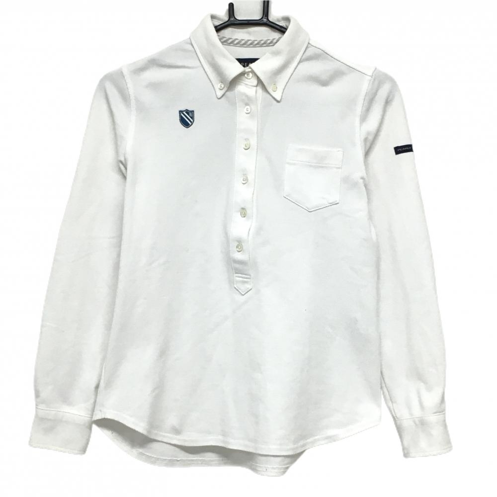 パーリーゲイツ 長袖ポロシャツ 白 ボタンダウン 胸ロゴ レディース 1(M) ゴルフウェア PEARLY GATES