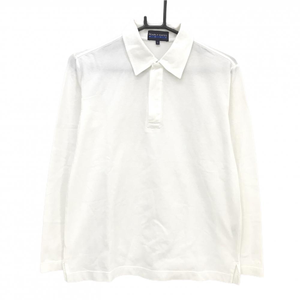 パーリーゲイツ 長袖ポロシャツ 白 ハーフジップ 無地 レディース 1(M) ゴルフウェア PEARLY GATES
