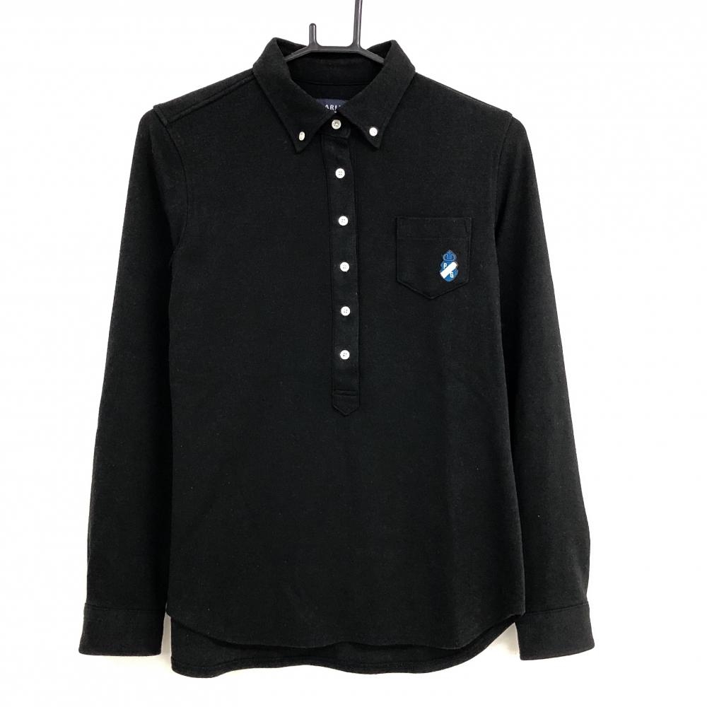 パーリーゲイツ 長袖ポロシャツ 黒 ボタンダウン 胸ポケット レディース 2(L) ゴルフウェア PEARLY GATES