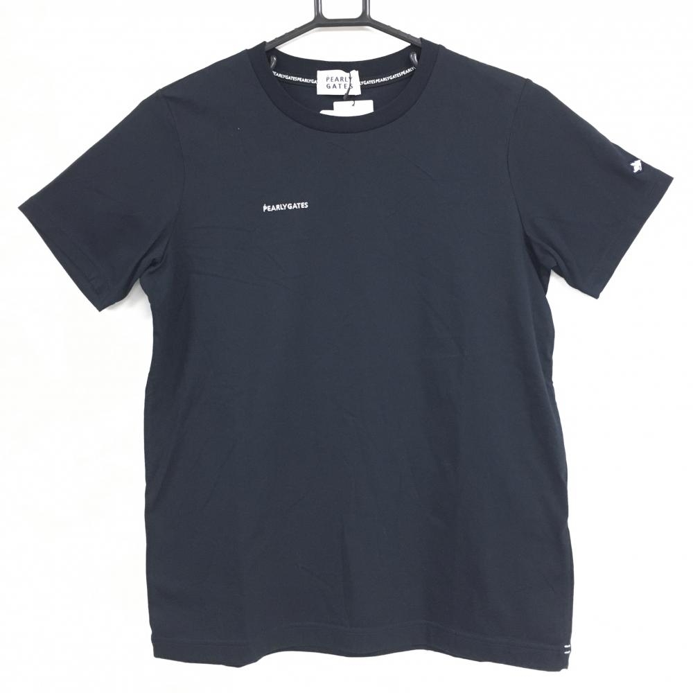 【新品】パーリーゲイツ Tシャツ ダークネイビー ロゴ刺しゅう シンプル レディース 0(S) ゴルフウェア PEARLY GATES
