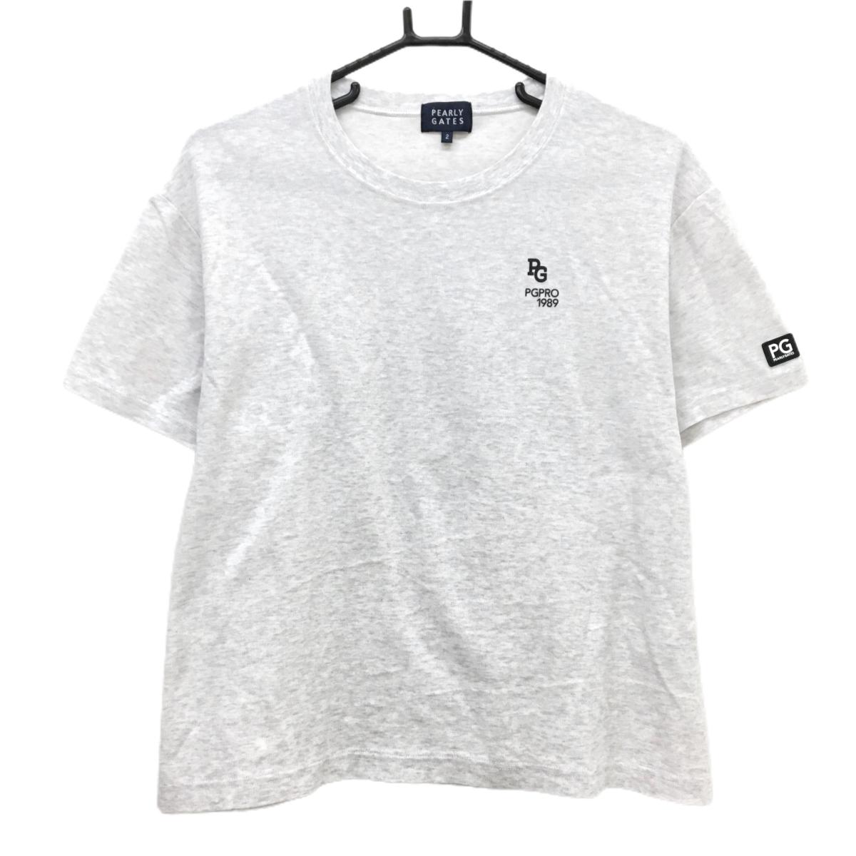 パーリーゲイツ Tシャツ 杢ライトグレー ビッグロゴ  レディース 2(L) ゴルフウェア 2024年モデル PEARLY GATES