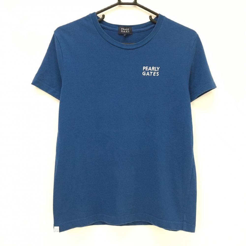 パーリーゲイツ Tシャツ ネイビー系 パイル地ワッペン ヤシの木刺しゅう  レディース 0(S) ゴルフウェア PEARLY GATES