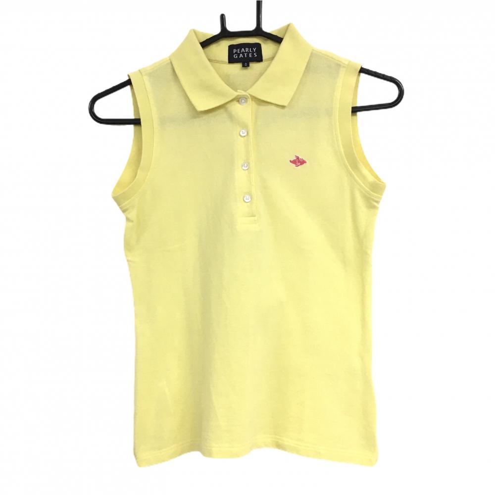 パーリーゲイツ ノースリーブポロシャツ イエロー ロゴピンク  レディース 0(S) ゴルフウェア PEARLY GATES