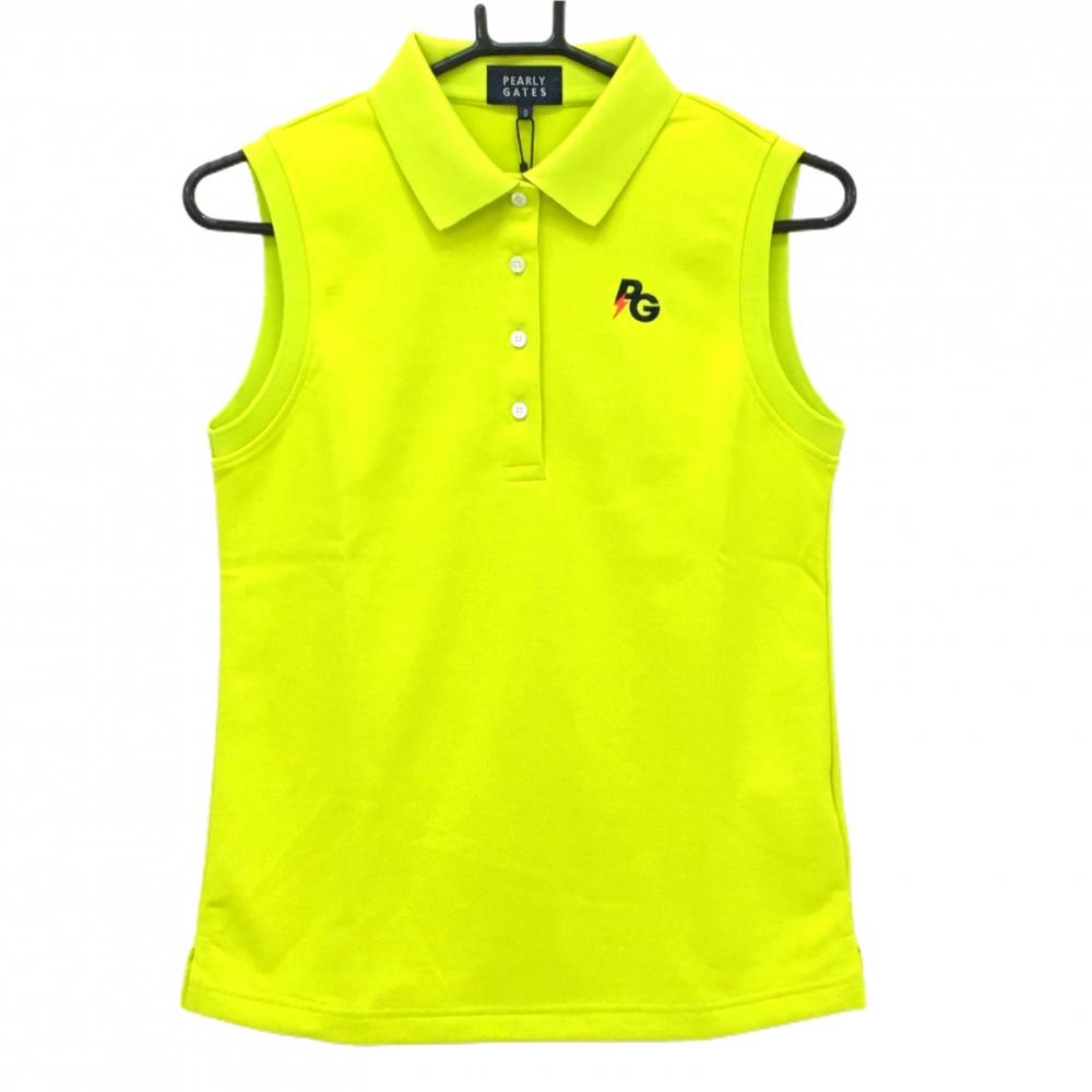 【新品】パーリーゲイツ ノースリーブポロシャツ ライトグリーン系×ネイビー レディース 0(S) ゴルフウェア PEARLY GATES