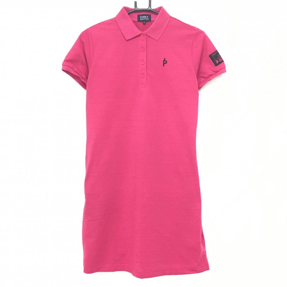 パーリーゲイツ 半袖ポロワンピース ピンク×黒 バックロゴ レディース 1(M) ゴルフウェア 2023年モデル PEARLY GATES