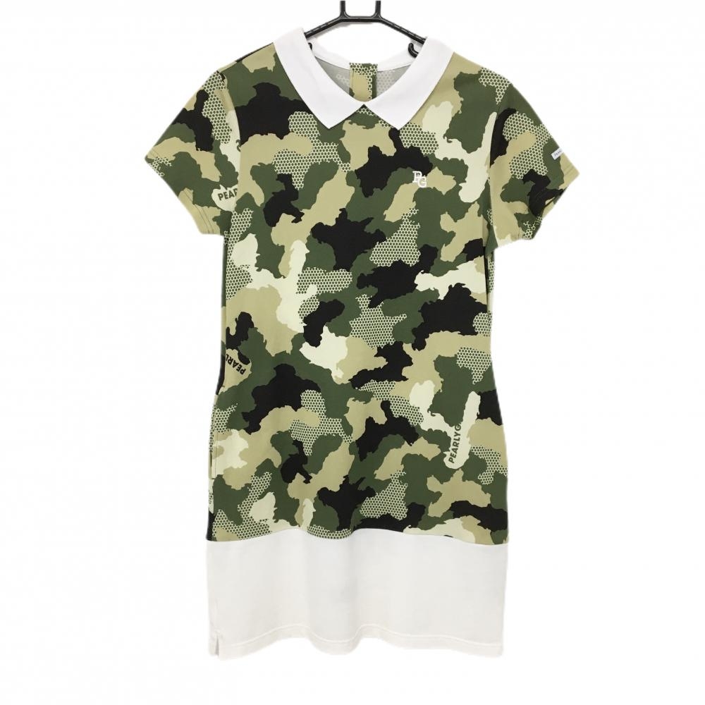 パーリーゲイツ 半袖ワンピース カーキ×ベージュ カモフラ 迷彩 レディース 1(M) ゴルフウェア PEARLY GATES