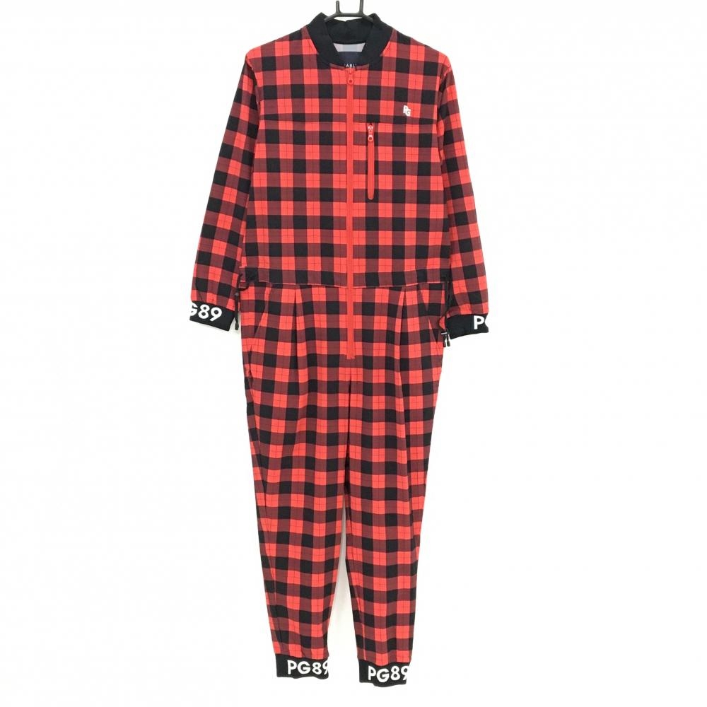 【新品】パーリーゲイツ オールインワン レッド×黒 チェック ストレッチ レディース 1(M) ゴルフウェア PEARLY GATES