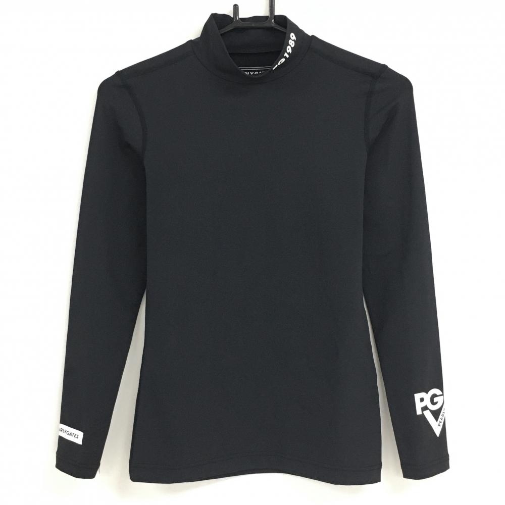 【超美品】パーリーゲイツ ハイネックインナーシャツ 黒×白 ロゴプリント  レディース 0(S) ゴルフウェア PEARLY GATES