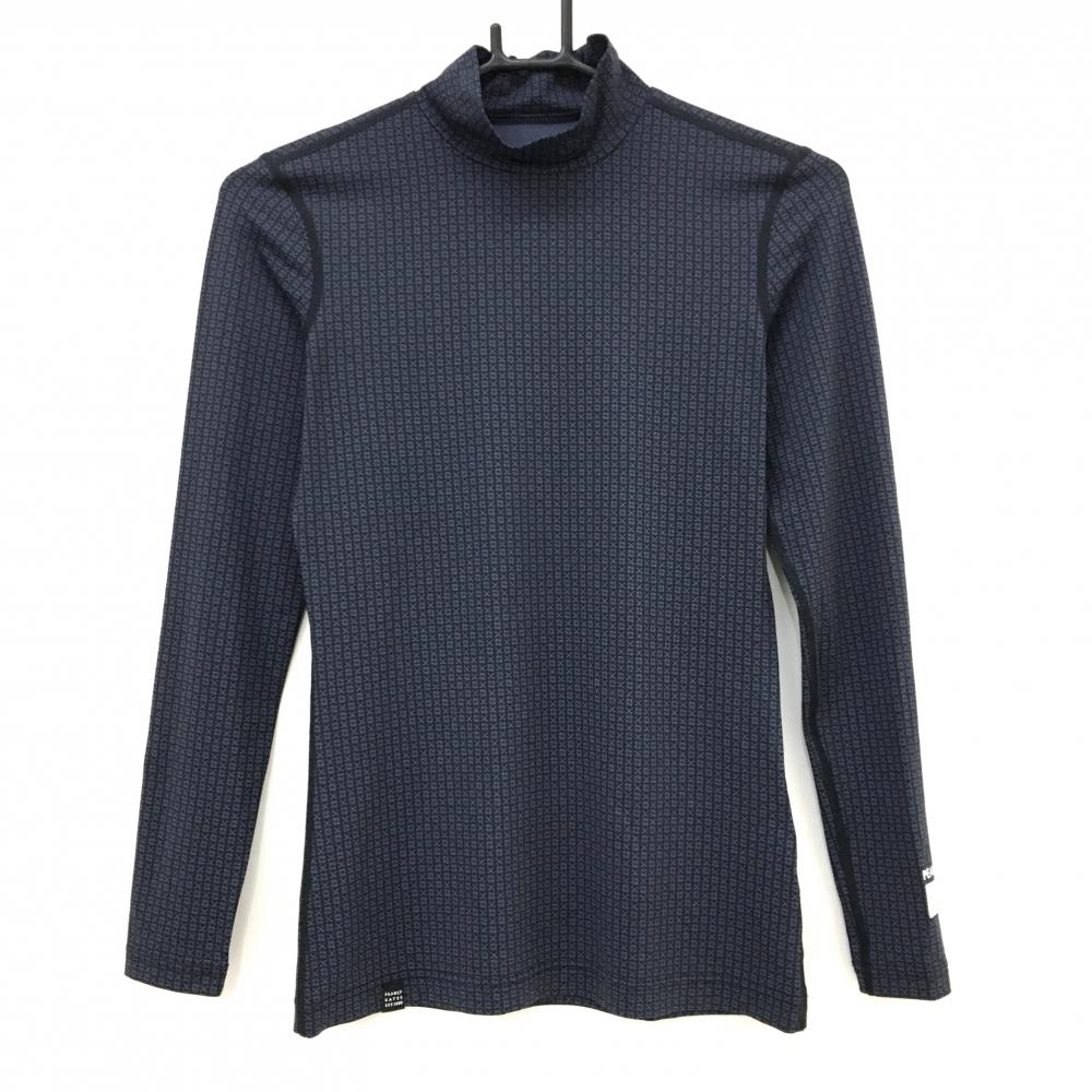 【超美品】パーリーゲイツ ハイネックインナーシャツ ネイビー ロゴ総柄 レディース 0(S) ゴルフウェア 2023年モデル PEARLY GATES