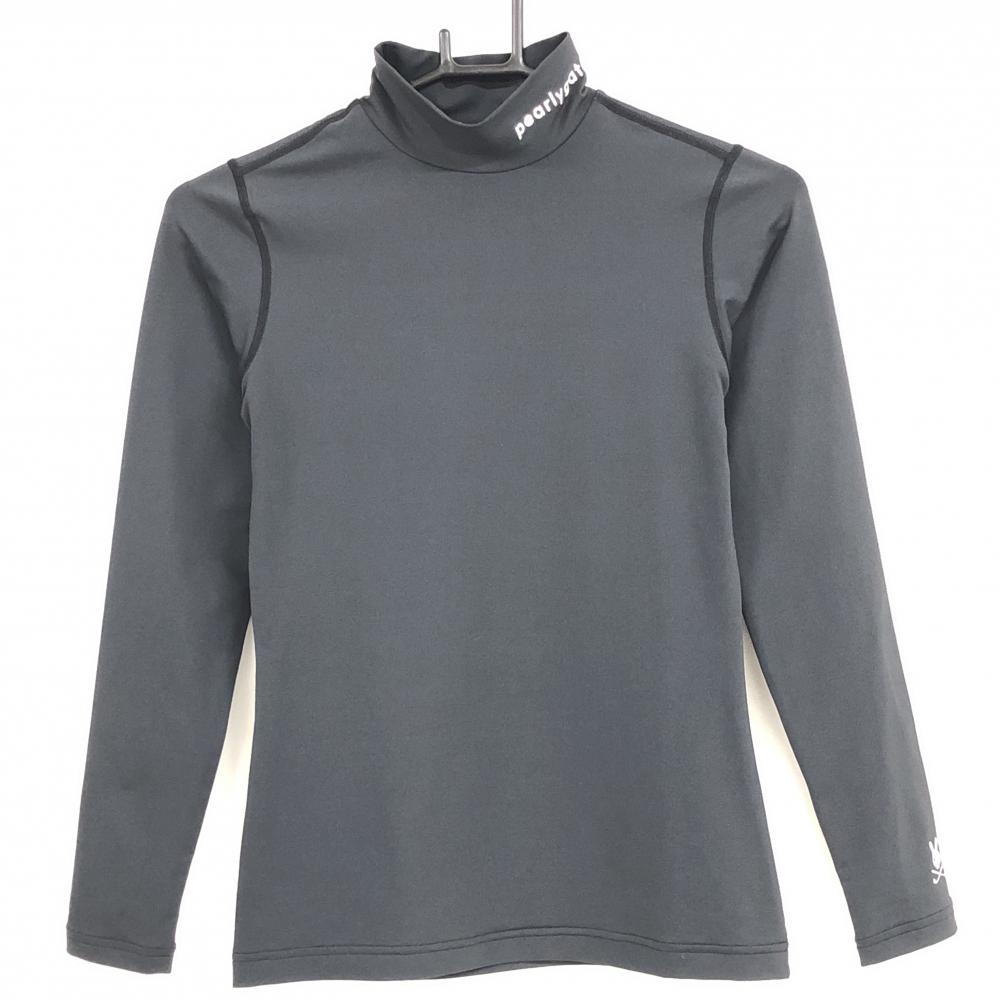 【美品】パーリーゲイツ ハイネックインナーシャツ 黒×白 ネックロゴプリント レディース 0(S) ゴルフウェア PEARLY GATES