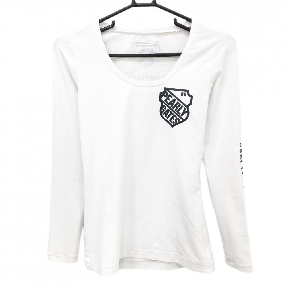 パーリーゲイツ インナーシャツ 白×ネイビー ロゴプリント レディース 1(M) ゴルフウェア PEARLY GATES
