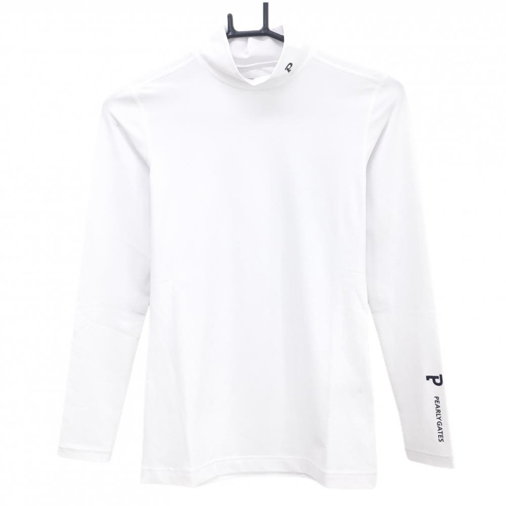 【新品】パーリーゲイツ ハイネックインナーシャツ 白×黒 ロゴプリント レディース 0(S) ゴルフウェア PEARLY GATES