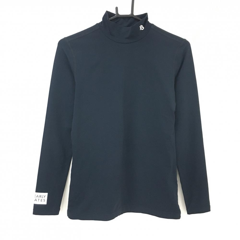 【美品】パーリーゲイツ ハイネックインナーシャツ ネイビー×白 袖ロゴ  レディース 1(M) ゴルフウェア PEARLY GATES