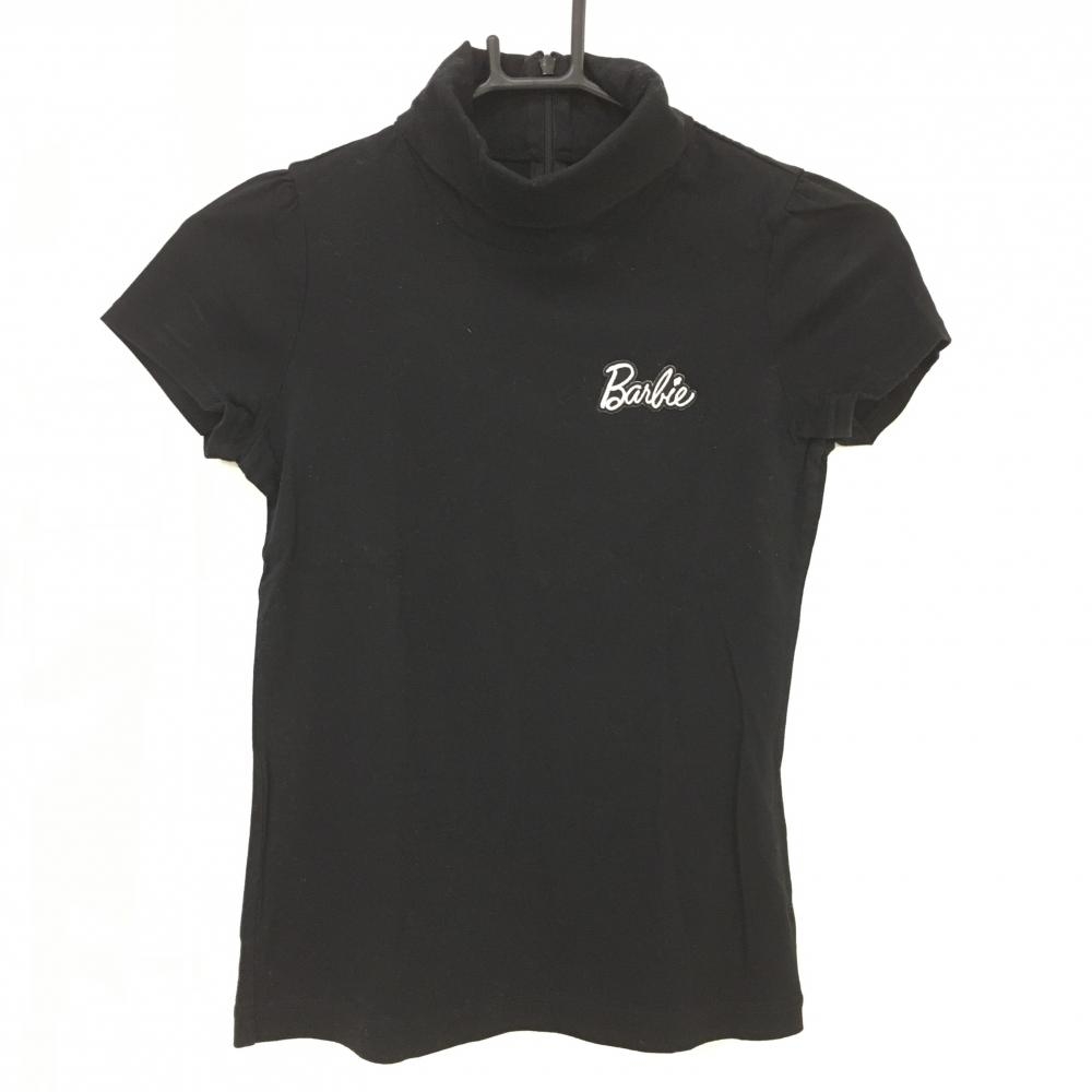 バービーゴルフbyパーリーゲイツ 半袖ハイネックシャツ 黒 後ろジップ コットン100％  レディース 0(S) ゴルフウェア PEARLY GATES