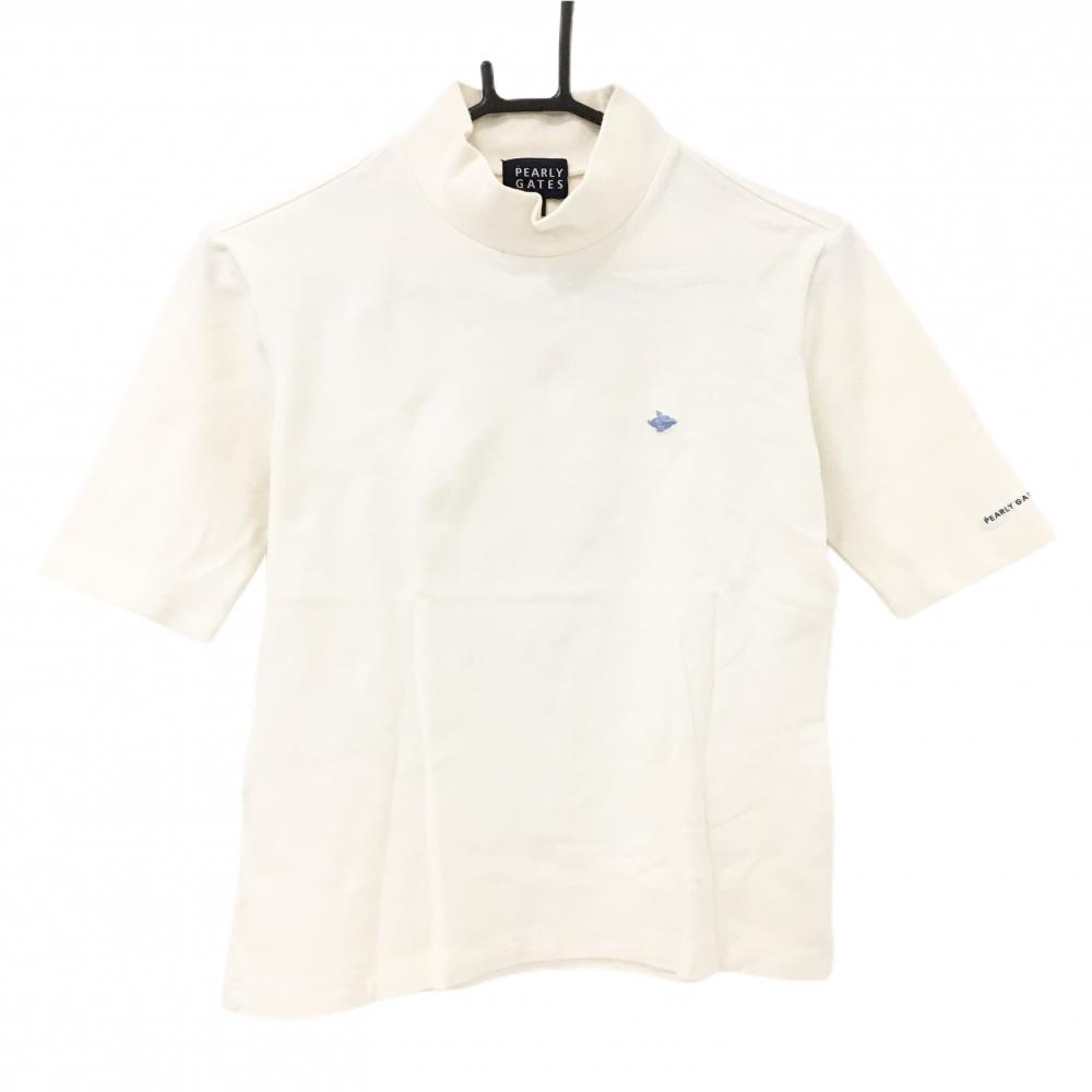 パーリーゲイツ 半袖ハイネックシャツ 白系 五分袖 胸ロゴ  レディース 1(M) ゴルフウェア PEARLY GATES