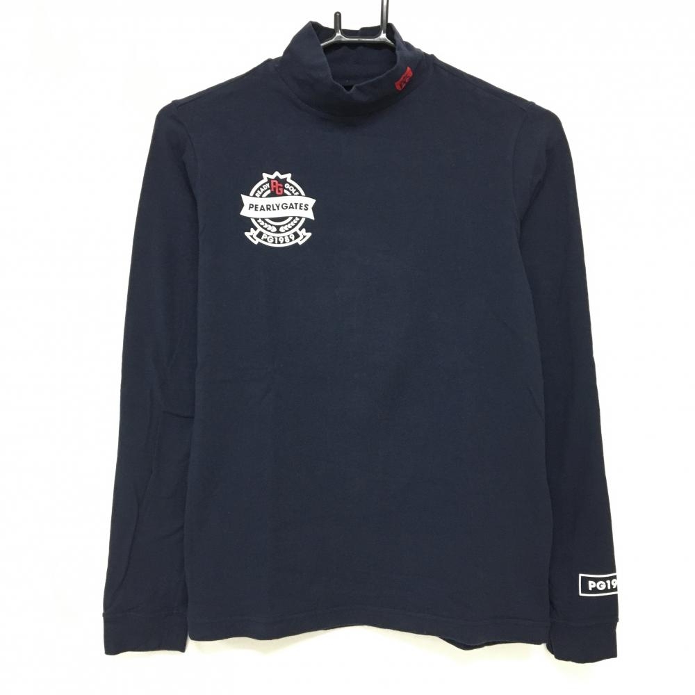 パーリーゲイツ 長袖ハイネックシャツ ネイビー ロゴプリント レディース 1(M) ゴルフウェア PEARLY GATES
