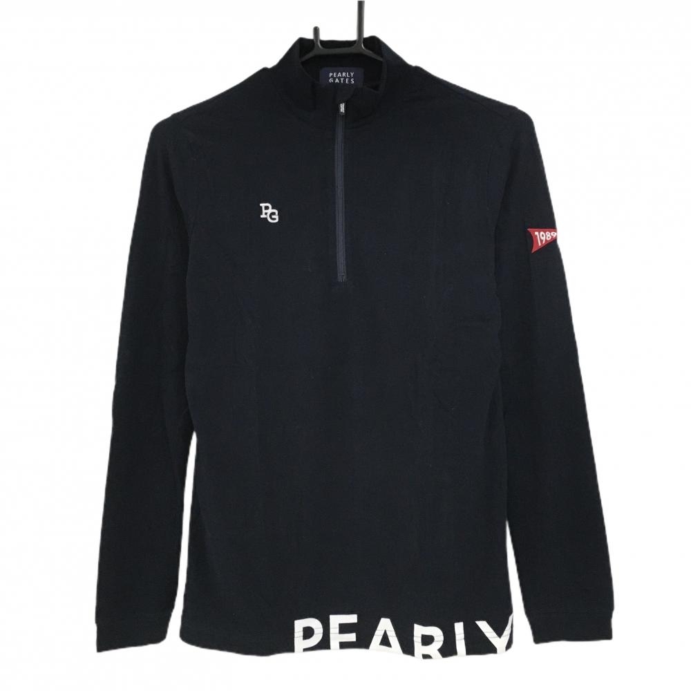 【美品】パーリーゲイツ 長袖ハイネックシャツ ダークネイビー ハーフジップ  レディース 1(M) ゴルフウェア 2023年モデル PEARLY GATES