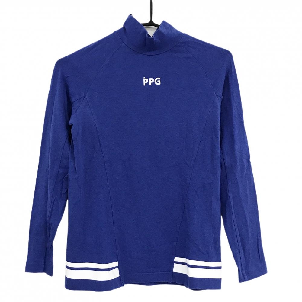 パーリーゲイツ 長袖ハイネックシャツ ブルー 裾ライン ストレッチ  レディース 0(S) ゴルフウェア PEARLY GATES