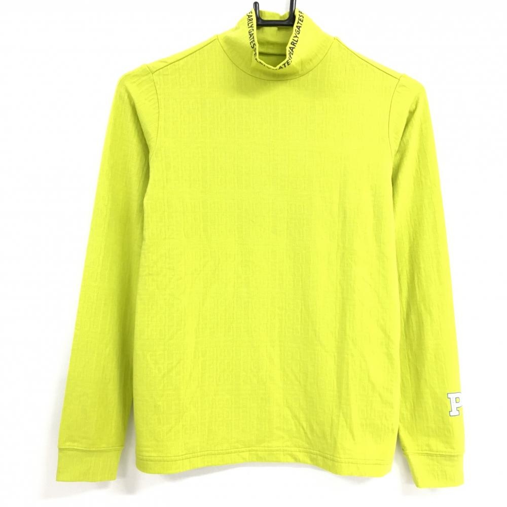 【超美品】パーリーゲイツ 長袖ハイネックシャツ ライトグリーン 総柄地模様 レディース 1(M) ゴルフウェア 2024年モデル PEARLY GATES