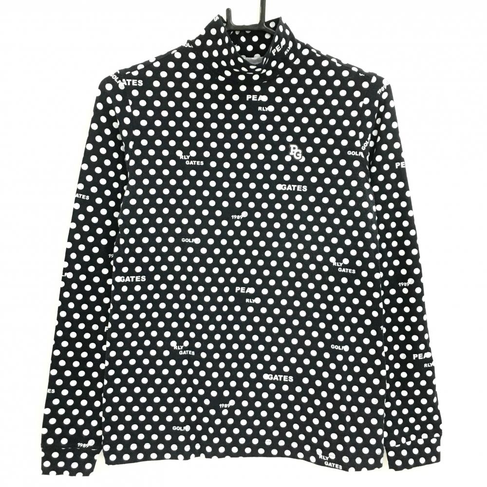 パーリーゲイツ 長袖ハイネックシャツ ネイビー×白 ドット ストレッチ レディース 1(M) ゴルフウェア PEARLY GATES