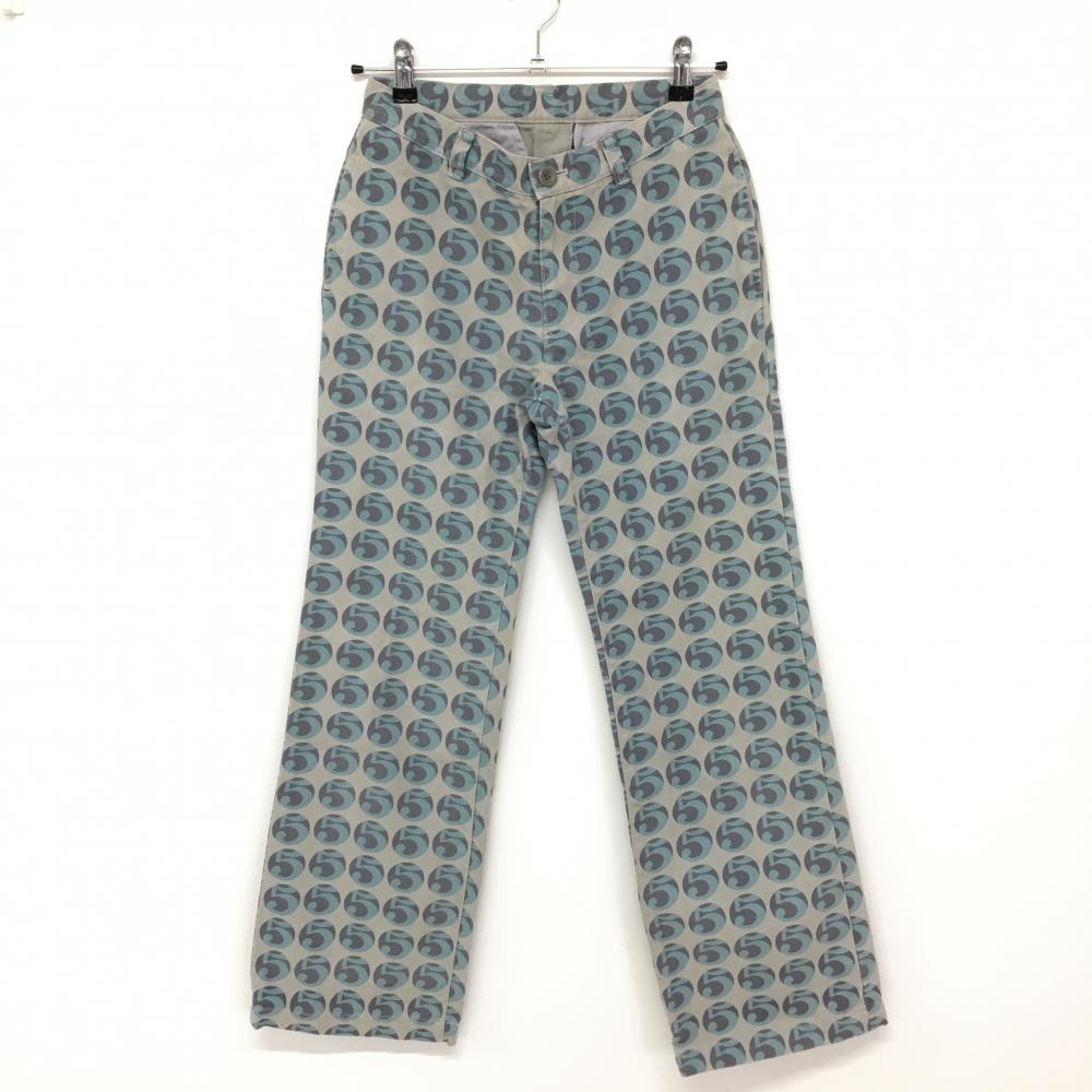 パーリーゲイツ パンツ ライトカーキ×ライトグリーン 総柄 数字 サークル レディース 0(S) ゴルフウェア PEARLY GATES