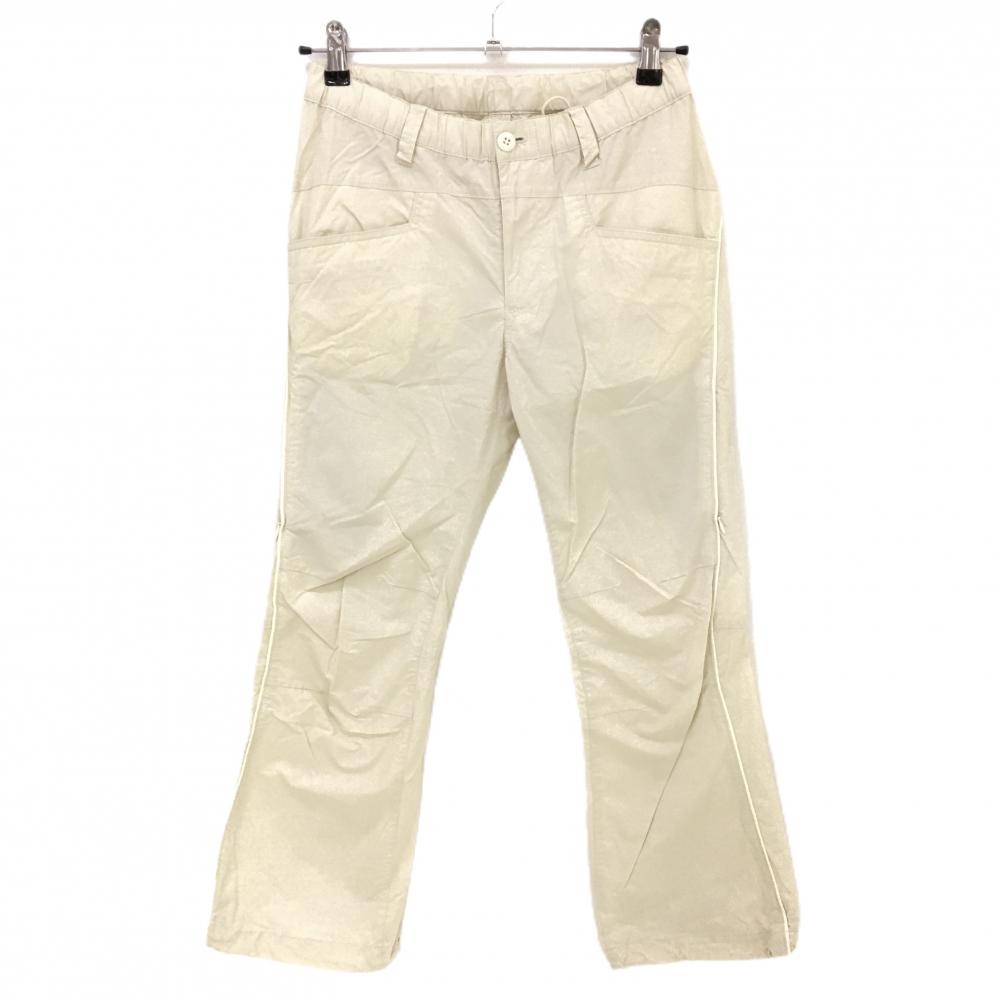 【美品】パーリーゲイツ パンツ アイボリー ウエストゴム＆ドローコード 無地 レディース 0(S) ゴルフウェア PEARLY GATES