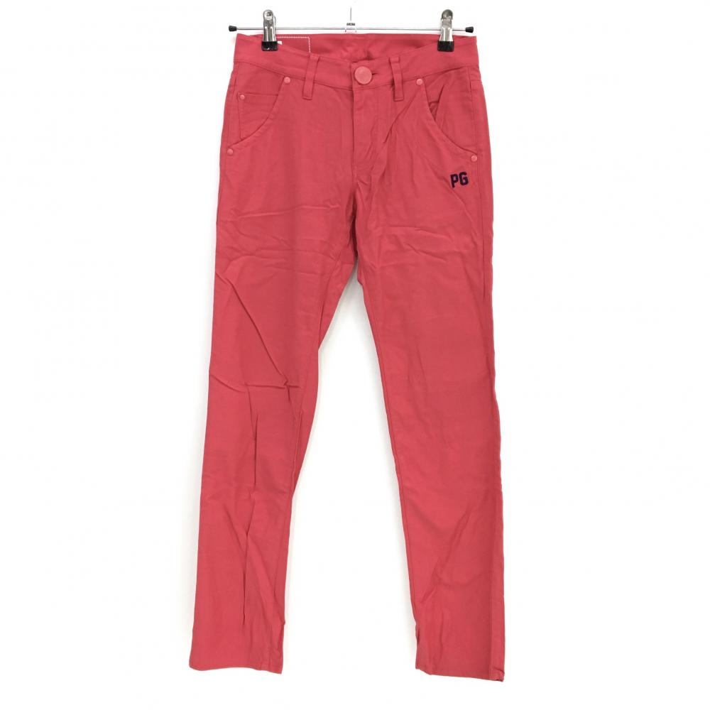【超美品】パーリーゲイツ パンツ レッド バックロゴプリント コットン混 レディース 0(S) ゴルフウェア PEARLY GATES