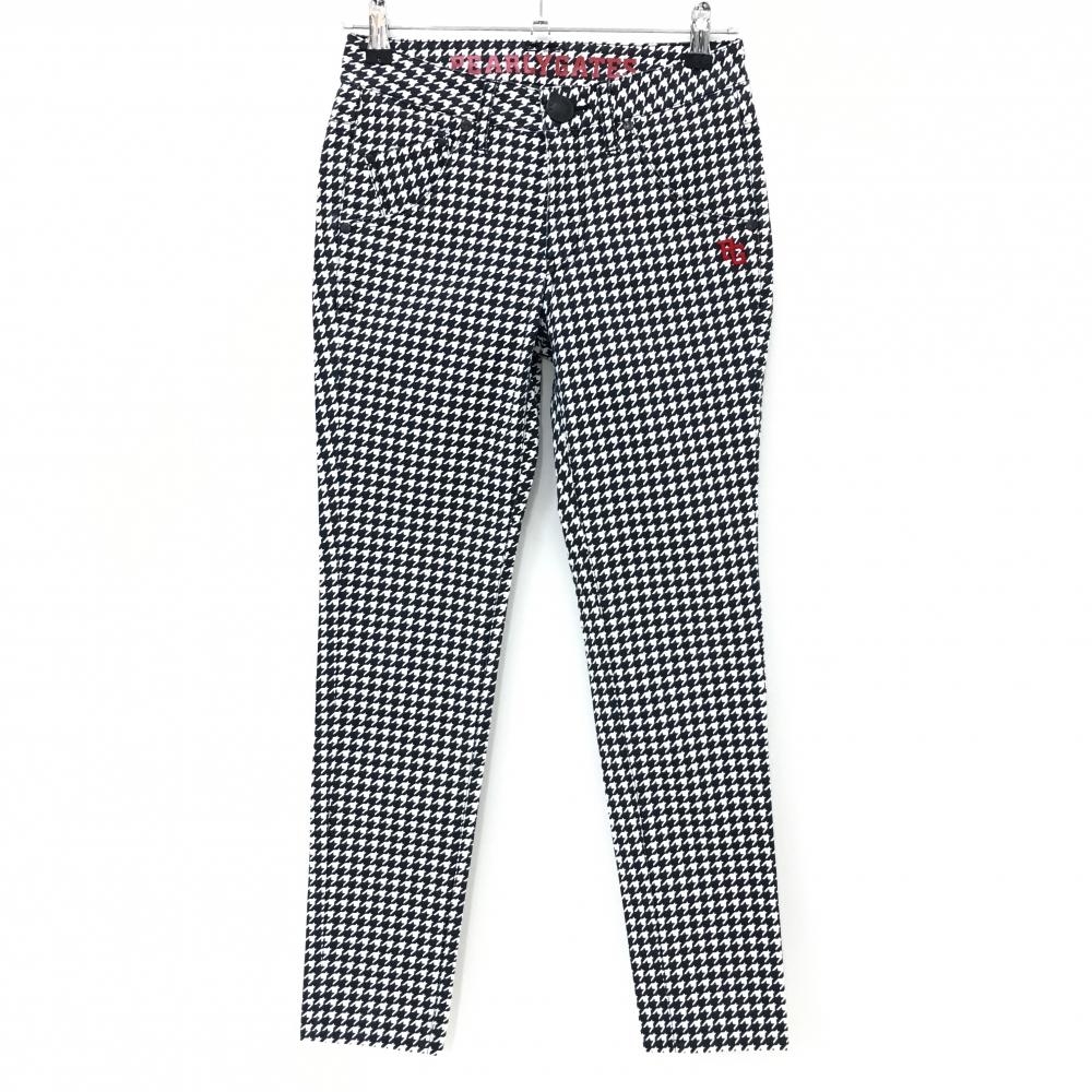 パーリーゲイツ パンツ 黒×白 千鳥格子 ストレッチ レディース 0(S) ゴルフウェア PEARLY GATES
