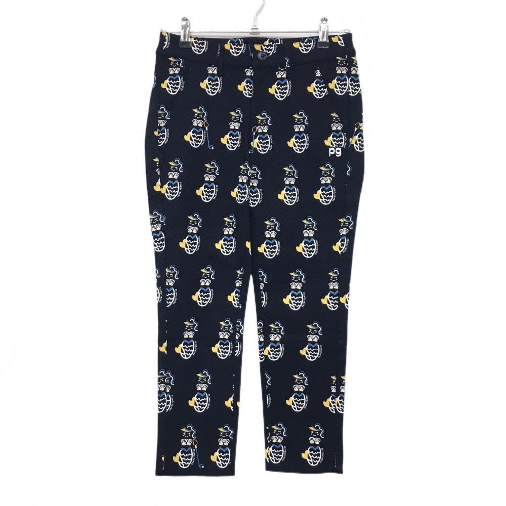 【新品】パーリーゲイツ パンツ ネイビー×白 マーメイド柄 ストレッチ レディース 0(S) ゴルフウェア PEARLY GATES