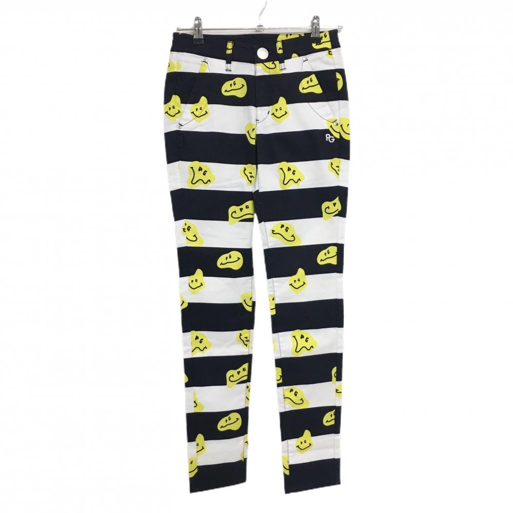 【新品】パーリーゲイツ パンツ ネイビー×白 ボーダー TOKE NICO ニコちゃん スマイル レディース 0(S) ゴルフウェア PEARLY GATES